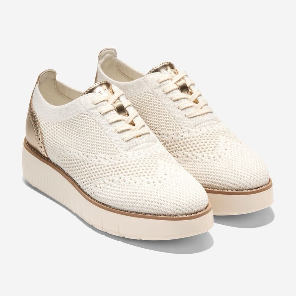 ✨HP✨ Cole Haan Women's Grand City Platform Stitchlight Oxford Ivory Knit